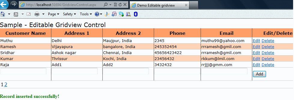 Edit Update Delete In Gridview In Php