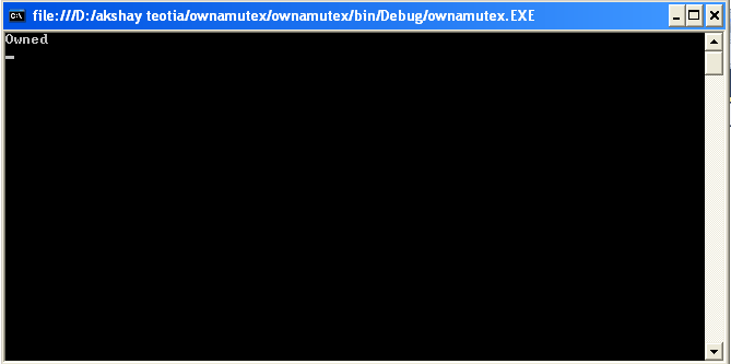 The current Mutex object represents a named system mutex, but the user does  not. If you run the compiled example from two command windows, the second  copy. from a third command window, it runs using the new permissions. C#.  C++.