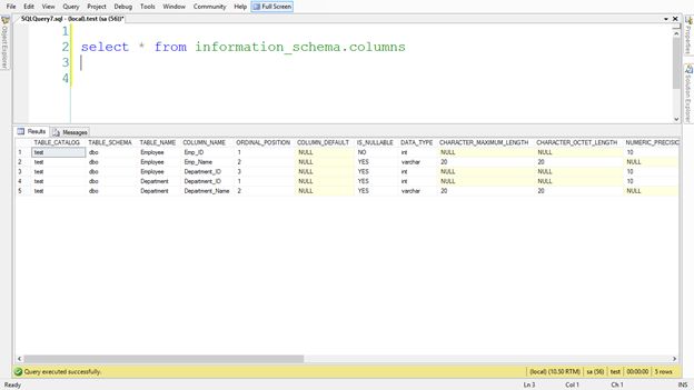 Get The Count Or List Of Columns Of A Table In SQL Server