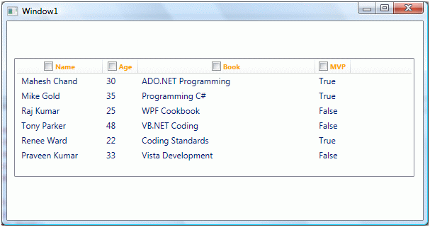 using a GridView in WPF.