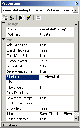 C# Savefiledialog Create New File