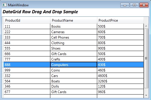 Drag And Drop DataGrid Row In WPF