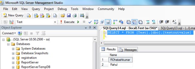 Mssql Stored Procedure Output Parameter Table