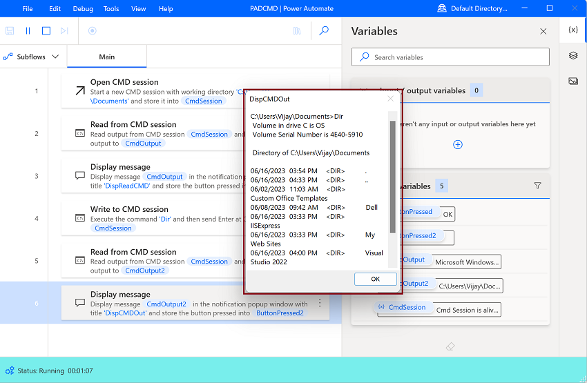 Cmd Session Action In Desktop Flow Using Microsoft Power Automate