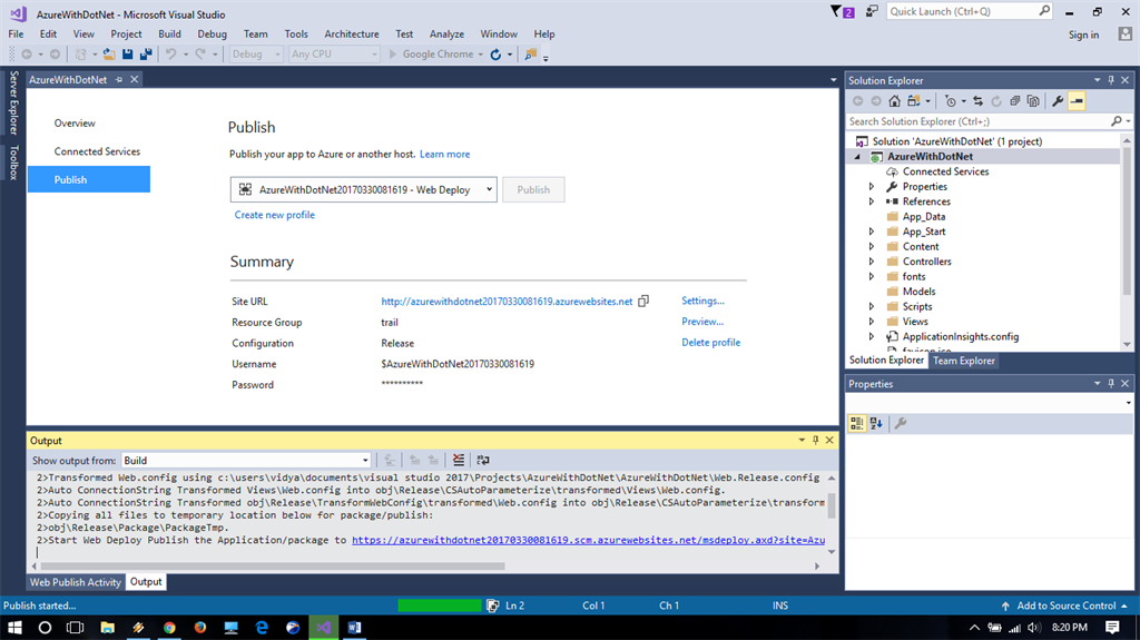 Deploy ASP NET Application In Azure Using Visual Studio