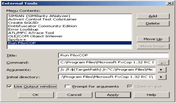 Fxcop command line options