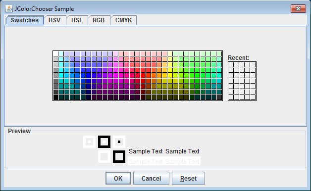 Jcolorchooser In Java