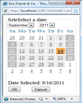 How to create a Calendar Control in ASP NET