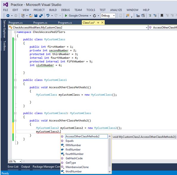 Access Modifiers And Default Access Modifiers In C#