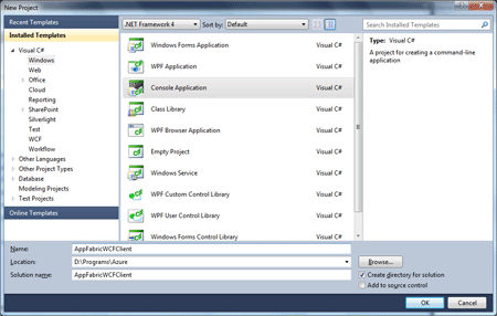 Windows Azure - AppFabric Service - Client Creation