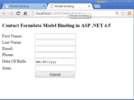 Model Binding in ASP.Net 4.5