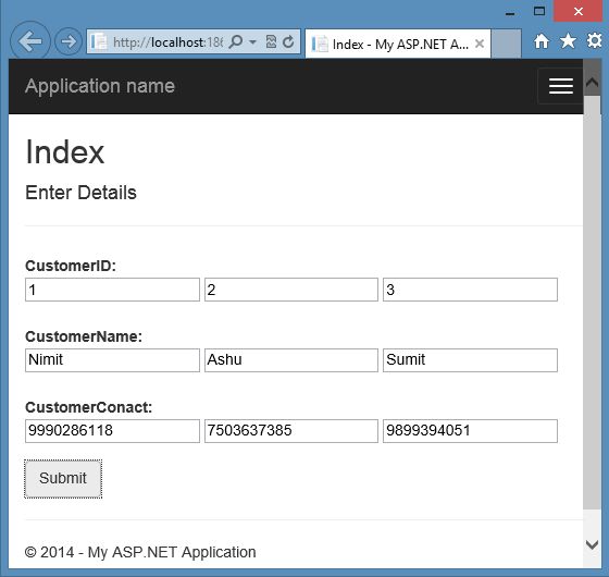 Multiple Records Insertion in MVC