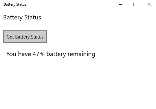 Getting Battery Status In Windows 10