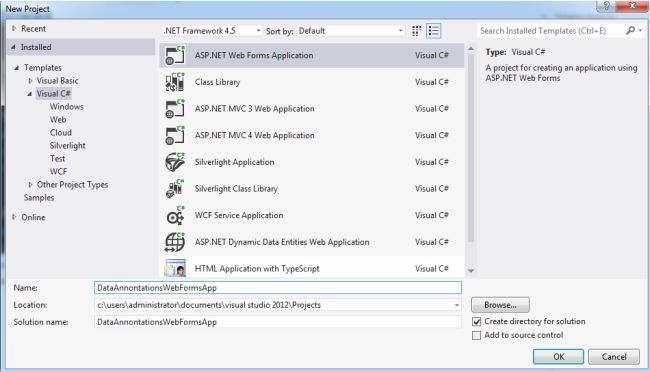 Data Annotations For Web Forms In .NET 4.5