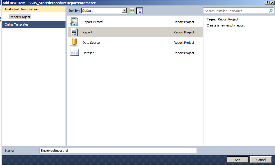 SSRS Report Using Stored Procedure With Parameter