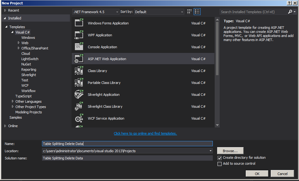 Table Splitting Delete Data