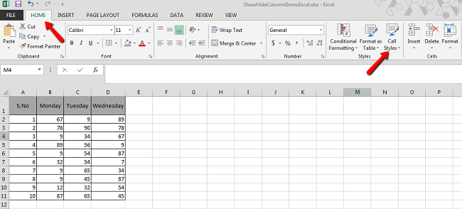 Show Or Hide Columns In Excel 0818