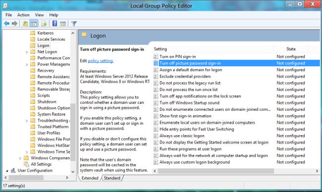 Enable Picture Password Sign-in Using Windows 8