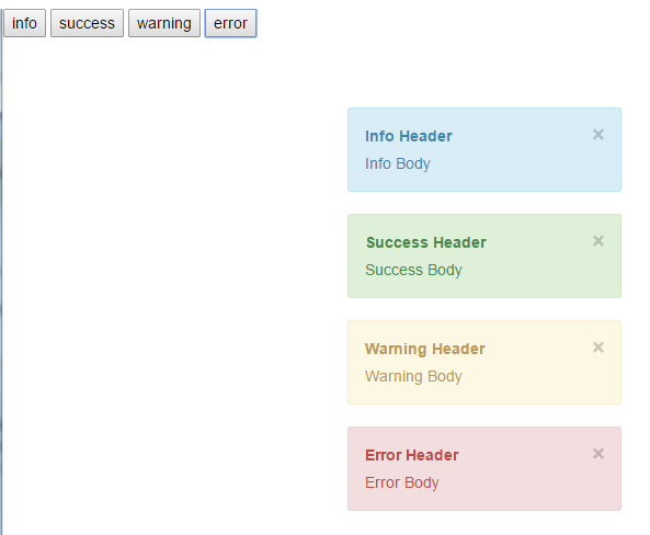 Уведомление Warning success info Error. Success Warning Error example CSS Demo.