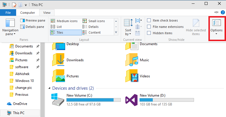 box drive folder appearance windows explorer
