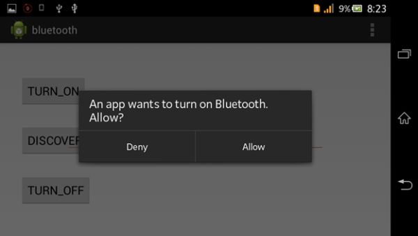 Turning On And Turning Off Bluetooth By Programming In Android