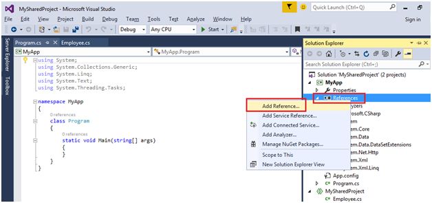 Visual studio как убрать references