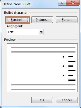 Change List's Bullet Symbol in Word 2013