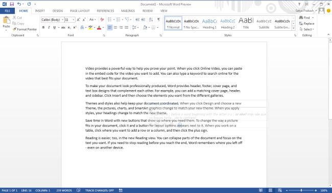 Change Design of a Document in Word 2013