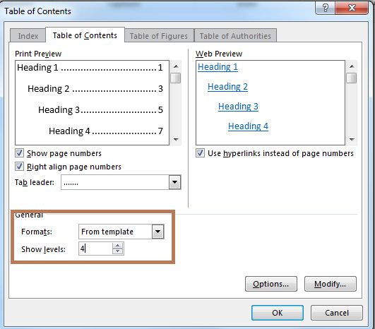 Change Table of Contents Format in Word 2013