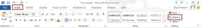 Where Is The Replace Button In Word