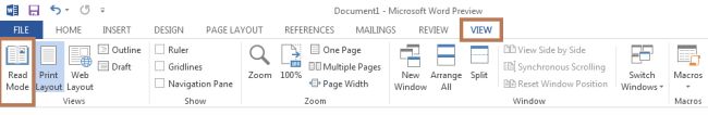 New Read Mode Feature in Word 2013