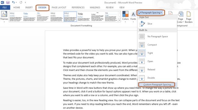 Set Up Line Spacing Between Paragraphs in Word 2013