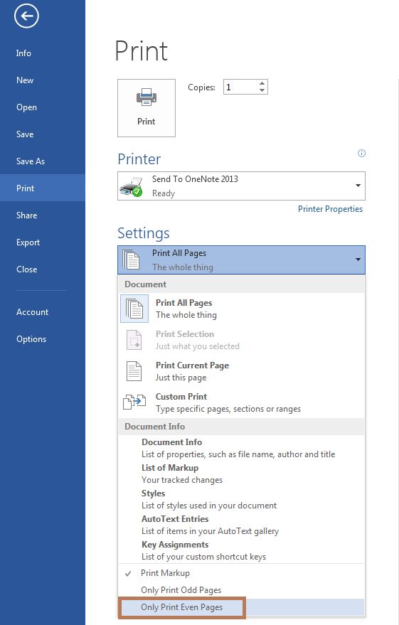 Printing on Both Sides of Paper in Word 2013