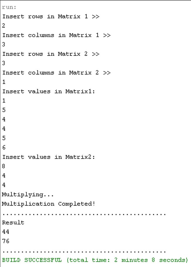 8 multiplication java matrix Java Matrix Multiplication in