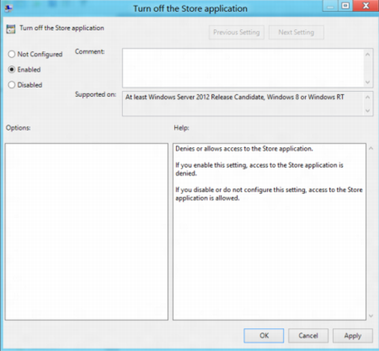 Disable Windows Store In Windows 8