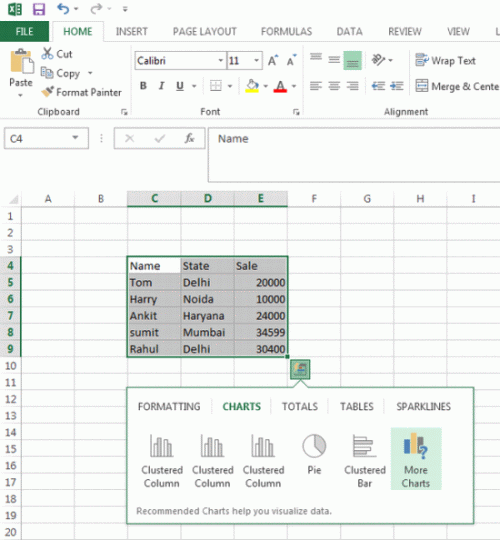 use quick analysis tool in excel 2013