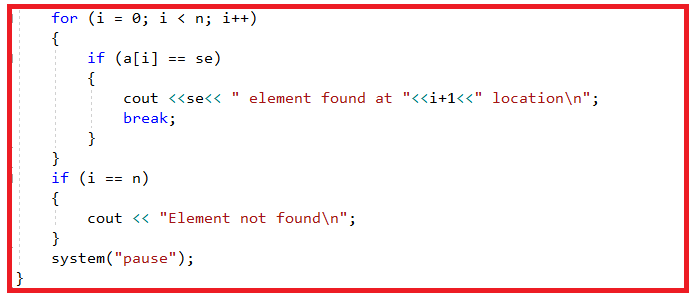 Linear Search Using C++