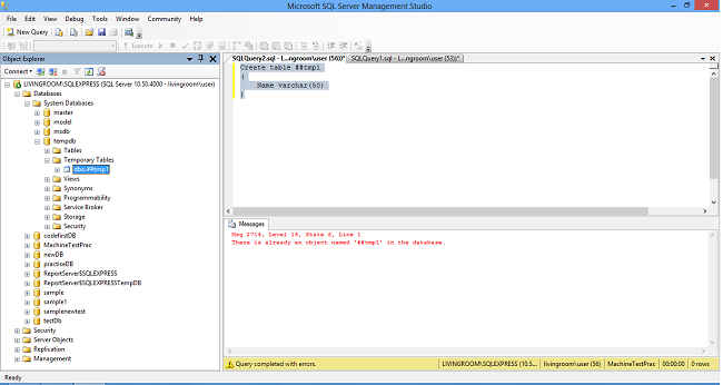 Temporary Tables Types In SQL