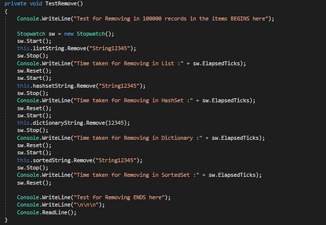 Bench-marking List vs Dictionary vs HashSet vs SortedSet