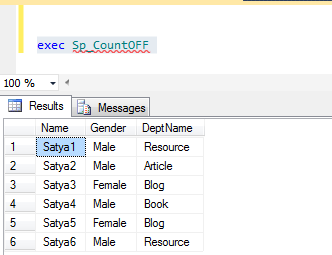 Set Nocount On And Set Nocount Off Using Stored Procedure In Sql Server