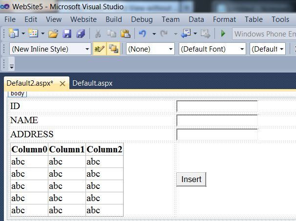 Insert Data In GridView Using Database (SQL)