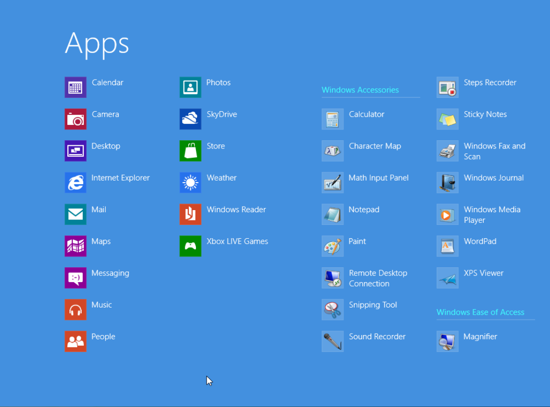 Displaying Apps List in Windows 8