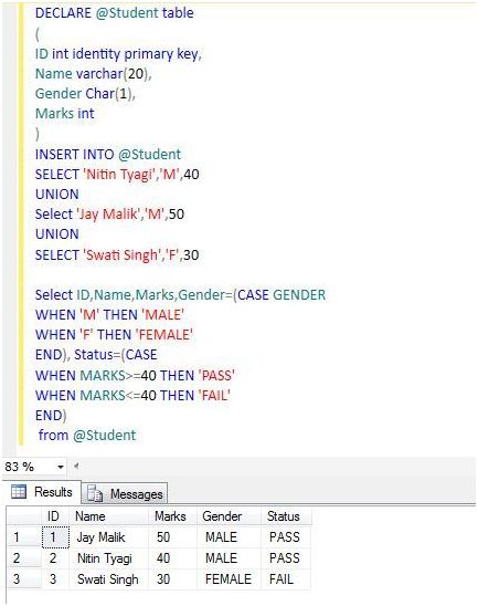 Case Expression In SQL Server