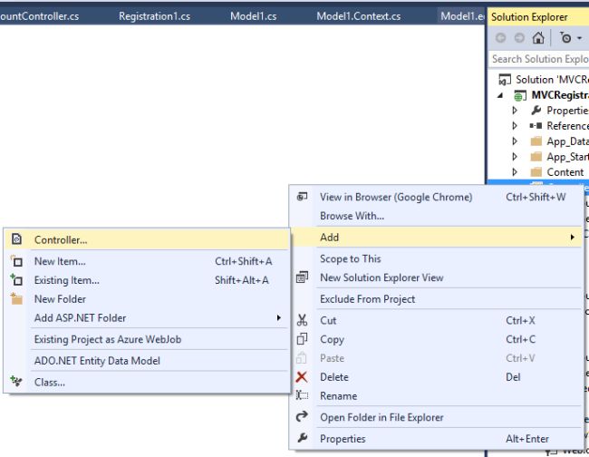 MVC Razor View Using Simple User Registration Form