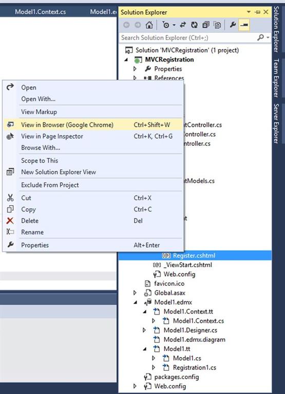 MVC Razor View Using Simple User Registration Form