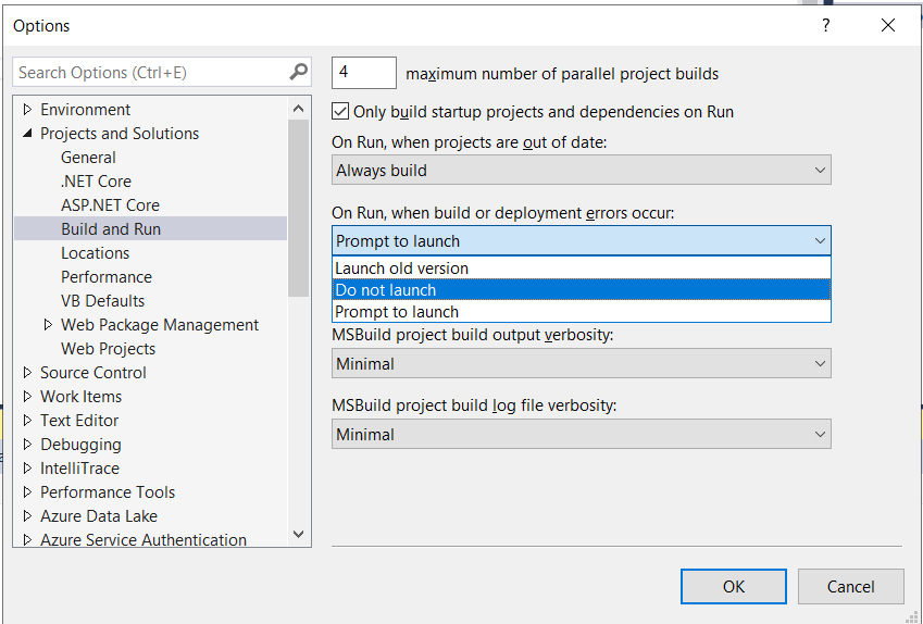 Build Error Dialog In Visual Studio