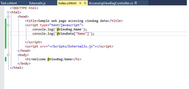 Accessing View Bag And View Data Value In External Java Script File