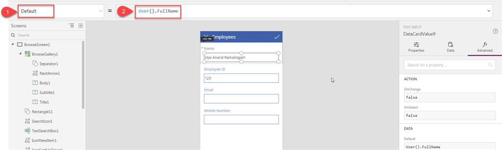 PowerApps - How To Get Current Logged In User Details In An App