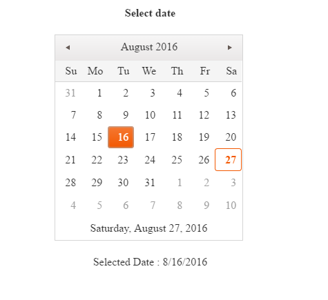 Get Selected Date From Kendo Datepicker