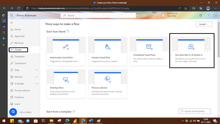 Create Power Automate Flow Using Natural Language